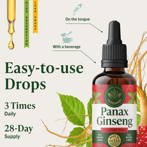Vista 9 de HERBAMAMA Panax - Tintura de raíz de ginseng – Apoyo energético vegano con extracto de ginseng rojo coreano gotas líquidas – Suplemento de apoyo