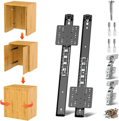 Vista 10 de Rieles para Puertas de Bolsillo, Riel para Puerta de Bolsillo de Gabinete, Bisagra para Puerta de Bolsillo, Herrajes para Riel de Puerta Pivotante