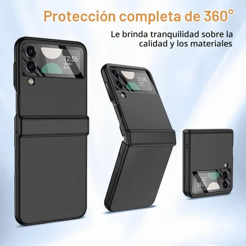 Vista 5 de Funda para Samsung Z Flip 4: [Protección completa de bisagra] Funda delgada para teléfono con protección de pantalla incorporada, protección