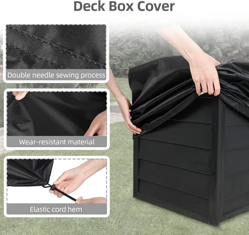 Vista 5 de YUSING - Caja de 76 galones, caja de almacenamiento para exteriores impermeable con ruedas y funda impermeable para cojines de patio y almohadas