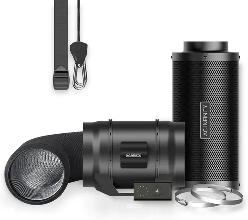 Vista 10 de AC Infinity CLOUDLINE LITE - Kit de filtración de aire de 4 pulgadas, ventilador en línea y filtro de carbono, sistema de refrigeración
