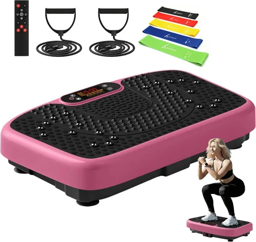 Vista 16 de SoftGym Vibration Plate Exercise Machine for Lymphatic Drainage Weight Loss,120 Speed Levels Vibrating Platform with Resistance Bands,Full-Body