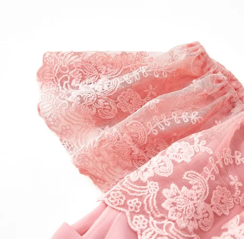 Vista 7 de PopReal - Vestidos con estampado floral a juego para madre e hija, de gasa, con volantes, manga corta, para la playa, con diadema, con tira de tela