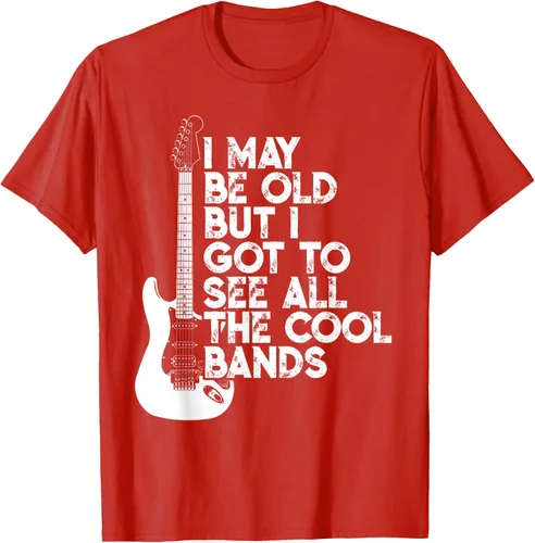 Vista 97 de Camiseta con texto en inglés "I May Be Old But I Got to See All The Cool Bands" Negro