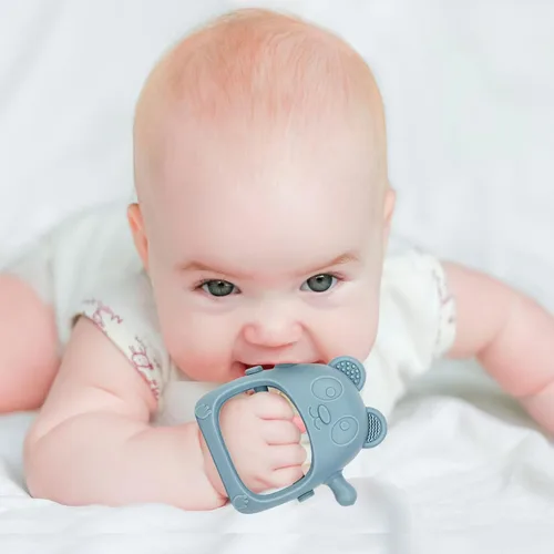 Vista 5 de Eascrozn Juguetes de Dentición para Bebés de 3+ Meses, Conjunto de 3, Guantes de Dentición de Silicona Fáciles de Sostener con Texturas Suaves