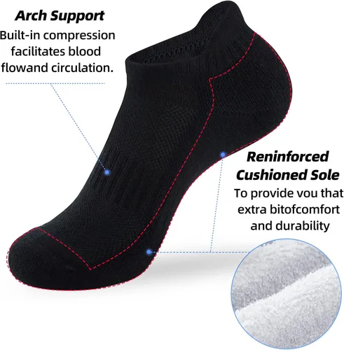 Vista 3 de ATBITER Ankle Socks Women's Running Athletic No Show Tab Socks Cushioned Low Cut 6-Pairs