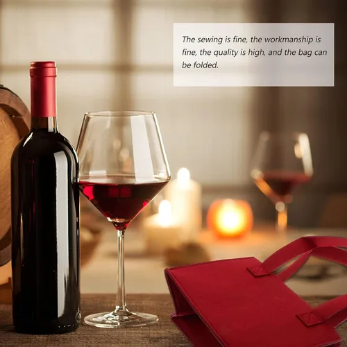 Vista 9 de Cabilock Portador de vino de 6 botellas con divisor de fieltro para almacenamiento de vino con asa