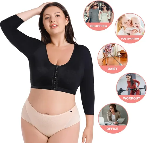 Vista 5 de Tallas grandes para mujer, moldeador de brazos, mangas de compresión más delgadas, soporte para ropa, corrector postquirúrgico
