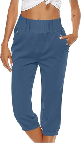 Vista 189 de Pantalones capri para mujer, estilo casual, de verano, elásticos, de cintura alta, pantalones de yoga, ajuste atlético, pantalones deportivos