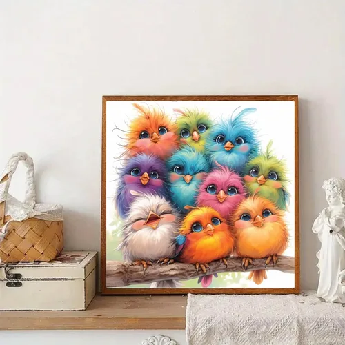 Vista 2 de Kits de pintura de arte de diamante de pájaros RYMILIE para adultos, pinturas de lunares de diamante para principiantes, pintura redonda 5D