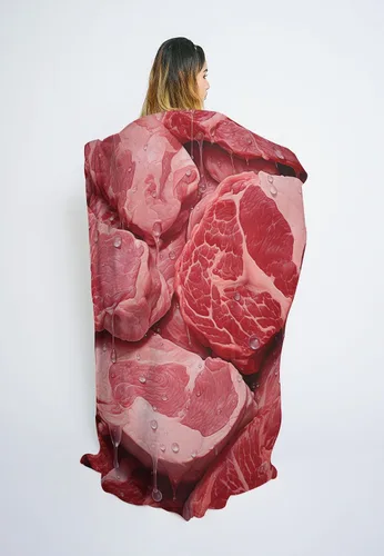 Vista 4 de Manta de carne de res - Regalos para los amantes de la carne de res 30" x 40