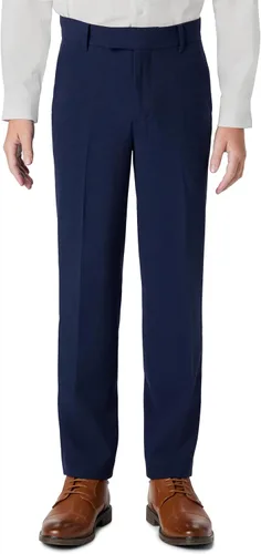 Vista 10 de Calvin Klein Pantalón de vestir bi-stretch de frente lisa para niño, ajuste recto, con presillas para cinturón y bolsillos delanteros Negro