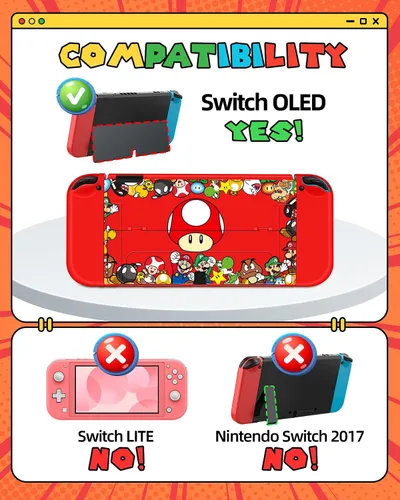 Vista 2 de (2in1 for Nintendo Switch OLED Case +24 Switch Game Holder Cute Cartoon Slim Protective Cases Soft Shell for Kids Boys Teens Girls Girly Design