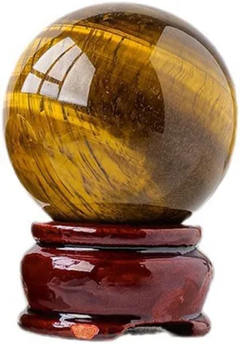 Vista 2 de Bola esférica de cristal curativo de ojo de tigre natural para reiki equilibrio, meditación, decoración del hogar y la oficina