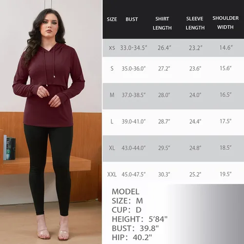 Vista 91 de GINKANA Sudadera con capucha para mujer, manga larga, lactancia materna, ropa casual