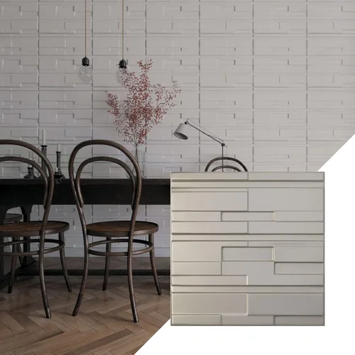 Vista 26 de Ekena Millwork 19 5/8 pulgadas de ancho x 19 5/8 pulgadas de alto, ladrillo desplazado EnduraWall decorativo 3D, cobre envejecido