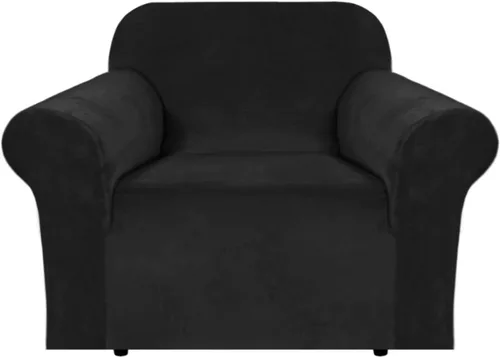 Vista 42 de H.VERSAILTEX Fundas de terciopelo elástico para sofá de dos plazas, fundas para sofá de 2 cojines para sala de estar, fundas deslizables con correas