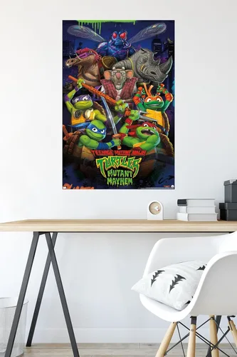 Vista 4 de Teenage Mutant Ninja Turtles: Mutant Mayhem - Póster de pared grupal, 34 pulgadas de largo x 22.4 pulgadas de ancho, versión sin marco