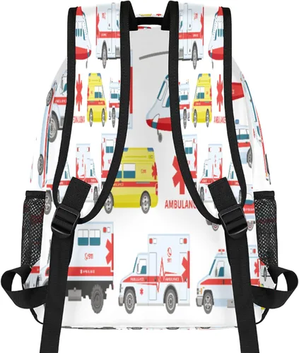 Vista 3 de Mochila estudiantil más grande, mochila escolar impermeable para adolescentes y niñas, Ambulancia, Mochilas Daypack