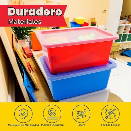 Vista 7 de 4E's Novelty Contenedores de almacenamiento de plástico con tapas, 5 cuartos de galón, paquete de 3, cubos de almacenamiento de plástico coloridos