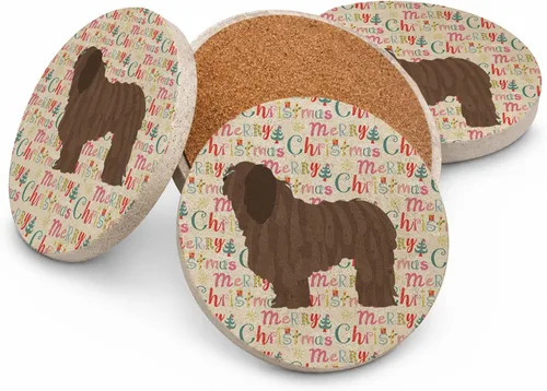 Vista 85 de AIDI Atlas Mountain Dog Merry Christmas - Posavasos grandes de piedra arenisca, paquete de 4