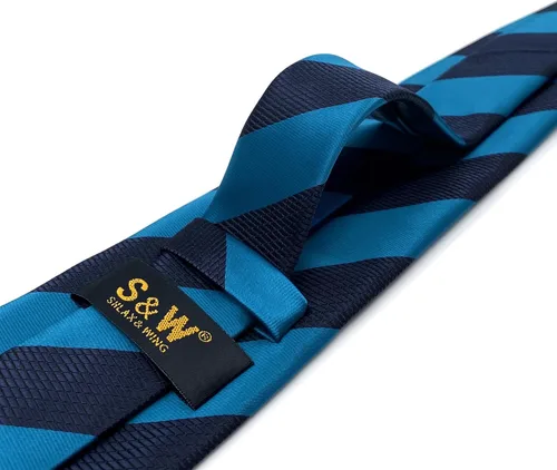 Vista 29 de S&W SHLAX&WING Corbata para hombres Lazos a rayas verde, amarillo y azul para trajes de negocios