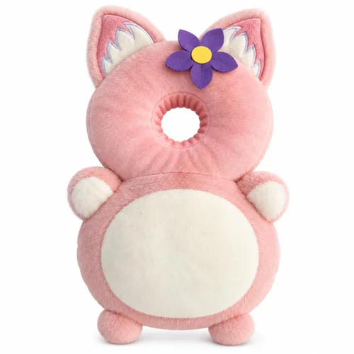 Vista 3 de Mochila protectora de cabeza de bebé para caminar gateando, mariposa rosa