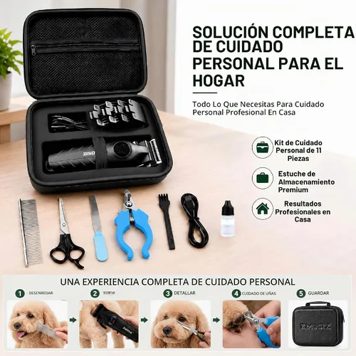Vista 2 de Cortadores de perros, kit de aseo inalámbrico de 11 piezas