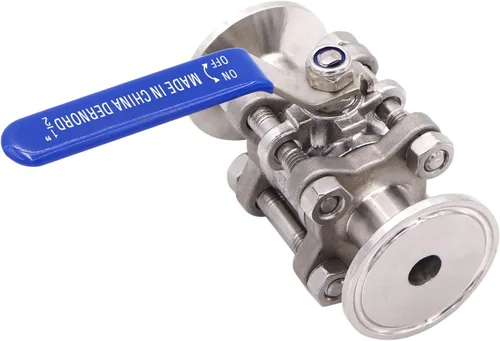 Vista 6 de DERNORD Válvula de bola sanitaria para trébol de tres abrazaderas de 1.5 pulgadas, acero inoxidable 304, revestimiento de PTFE, de dos vías y tres