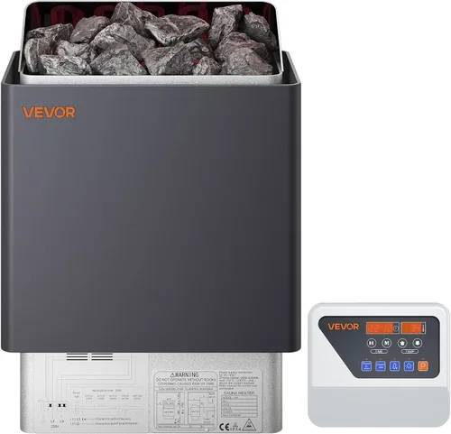 Vista 9 de VEVOR - Calefactor de sauna, estufa eléctrica de 9 kW, 220 V, calefactor de baño de vapor con controlador digital externo, temporizador de 3 h