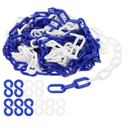 Vista 14 de PATIKIL Cadenas de plástico, cadenas de seguridad de 30 pies, cadenas de plástico negro para barreras, control de multitudes, líneas de cola