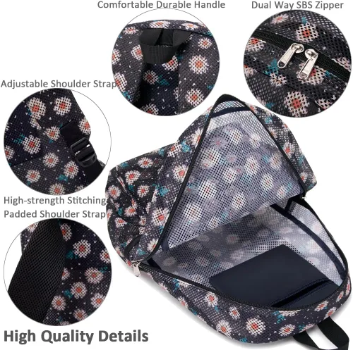 Vista 4 de Meisohua Mochila para niñas para escuela primaria y secundaria para niños, mochila de malla ligera para niñas, mochila casual para viajes, negro