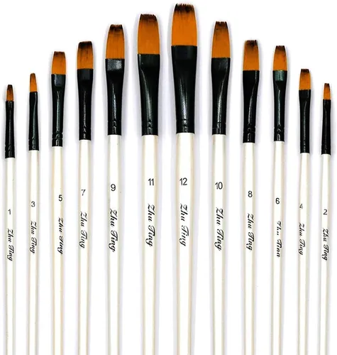Vista 8 de Juego de pinceles de pintura para artista, 12 pinceles angulares profesionales para pintura al óleo de acuarela acrílica, arte de uñas