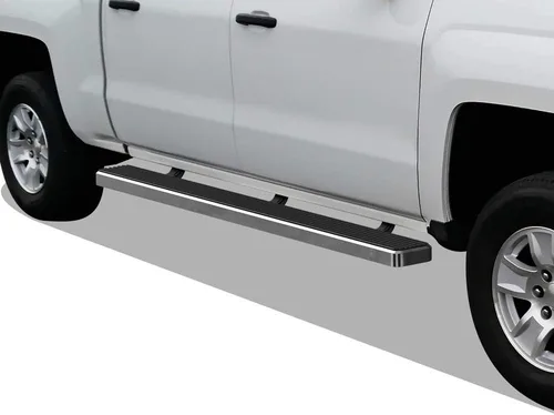 Vista 13 de APS - Estribos iBoard para Chevrolet con cabina extendida de 2 puertas completas + 2 puertas de apertura inversa, 4 pulgadas, Aluminio negro