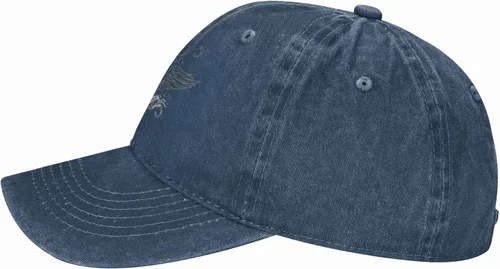 Vista 4 de Sombrero de vaquero de moda para hombre y mujer, ajustable para cuatro estaciones, gorra de béisbol del infierno con ángel, azul marino, Azul marino