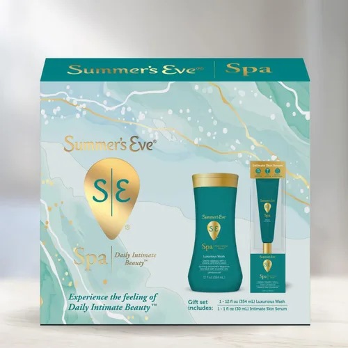 Vista 3 de Summer's Eve Spa Set para mujer Caja de regalo Suero hidratante para después del afeitado para mujer, tubo de 1 onza Lavado femenino