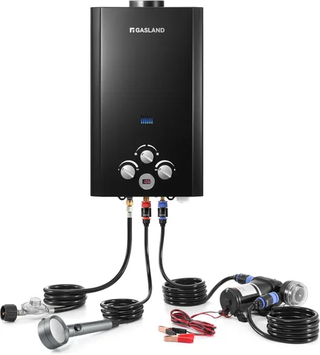 Vista 13 de GASLAND Calentador de agua portátil sin tanque de propano de 6L 1.58GPM con bomba y colador de tubo giratorio de 1/2 pulgadas