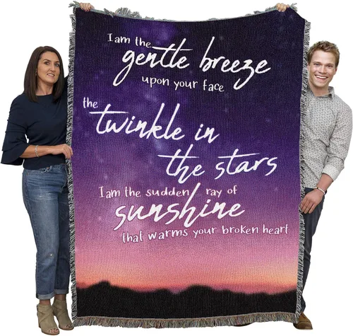 Vista 24 de Pure Country Weavers Manta con texto en inglés "I Am The Gentle Breeze Upon Your Face" con diseño de flores, para regalo de duelo y condolencia