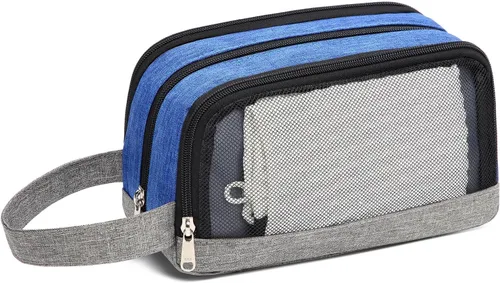 Vista 3 de Yeiotsy Neceser de viaje para hombre – Color Clash Dopp Kit con bolsillos de malla, organizador de afeitado duradero para gimnasio, camping y viajes