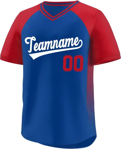 Vista 34 de Camiseta de béisbol personalizada con cuello en V para hombres, mujeres y jóvenes, camisetas de béisbol personalizadas con costuras o estampadas