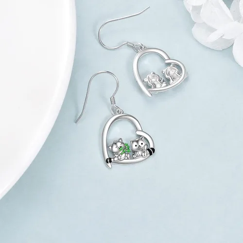 Vista 4 de Animal Earrings Sterling Silver Cute Guinea PigSkunkHuskyManateeRed Panda3 Cats Earrings Animal Jewelry Gifts for Women