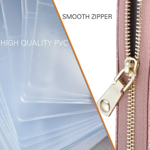 Vista 7 de Easyoulife - Monedero de cuero con cremallera, billetera portatarjetas para mujer, bloqueo RFID