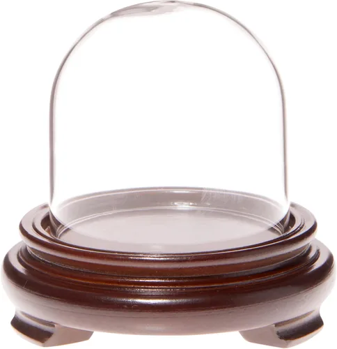 Vista 3 de Plymor Cúpula de cristal de 2.5 x 2.5 pulgadas (base con patas de chapa de madera negra)