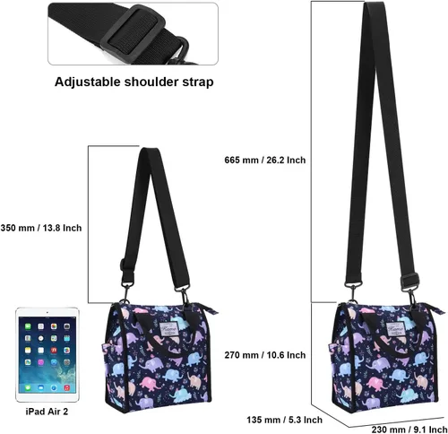 Vista 3 de Kamo Bolsas de almuerzo para mujer, bolsa de almuerzo aislada, contenedor para el trabajo, viajes, playa, correa de hombro ajustable a#1