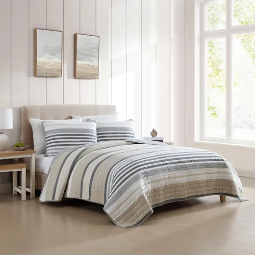 Vista 7 de Nautica - Juego de edredón individual, ropa de cama reversible de algodón con funda a juego, juego de ropa de cama moderno para todas las estaciones