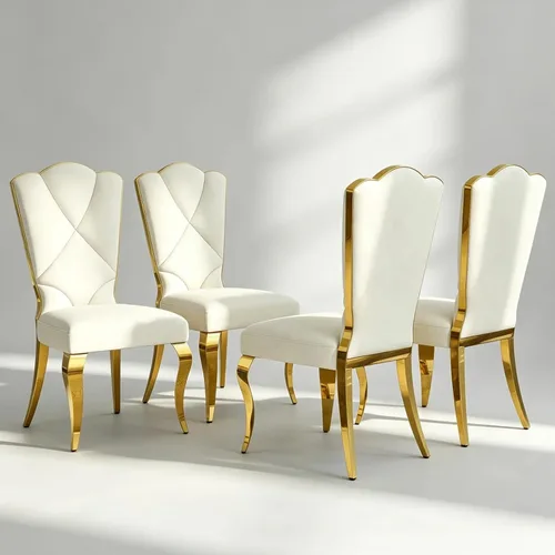 Vista 10 de Juego de 2 sillas de comedor de terciopelo negro y dorado, sillas de cocina tapizadas con respaldo alto con patas de acero inoxidable pulido, sillas
