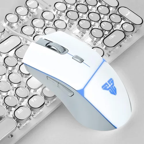 Vista 2 de Fantech Mouse ligero para juegos con cable blanco 8000 DPI 4 modos de retroiluminación RGB 6 botones programables mouse ergonómico para computadora