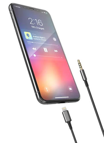 Vista 3 de Cable de auriculares de repuesto con conector Lightning para iPhone (0.138 in) con micrófono y control remoto de volumen