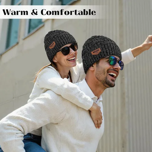 Vista 11 de Loritta Gorro de invierno cálido de punto grueso y holgado para hombre