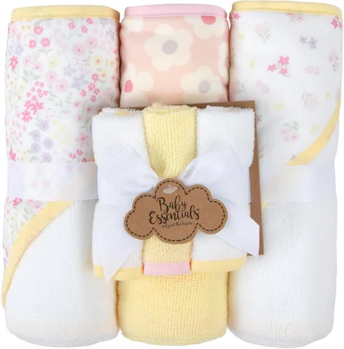 Vista 17 de Juego de 6 toallas de baño con capucha para bebés y niñas recién nacidos, bebés y niños pequeños, juego de toallas con capucha para bebés y niñas